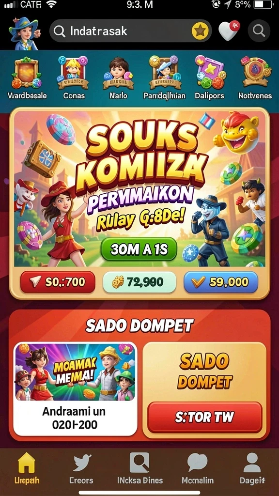 Layar utama dengan karakter sesuai pilihan.